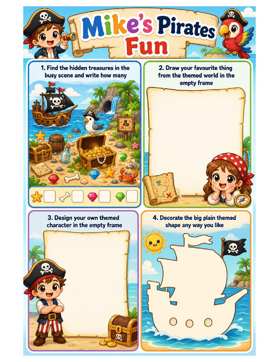 Page 8 of Mike's Pirates activity book
