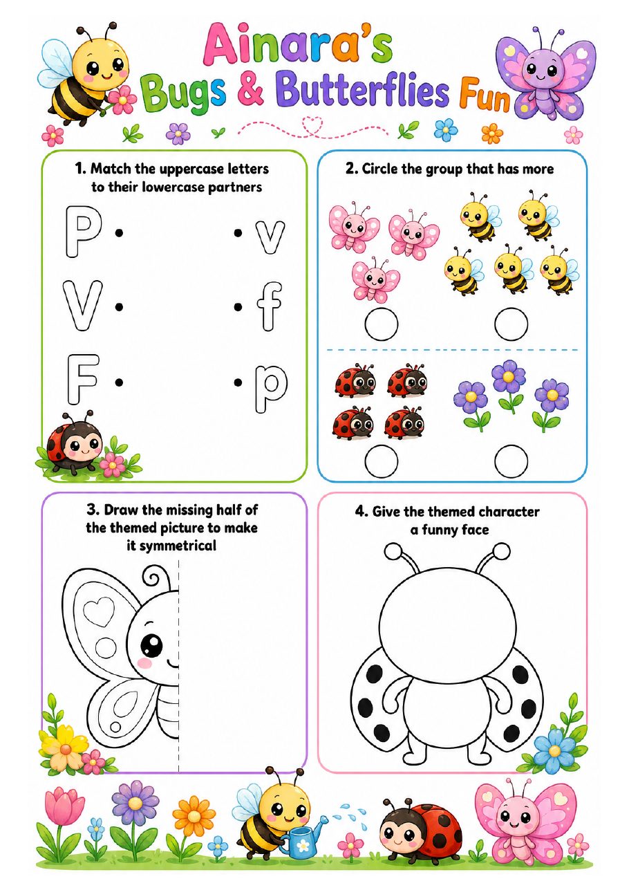 Page 6 of Ainara's Bugs & Butterflies activity book