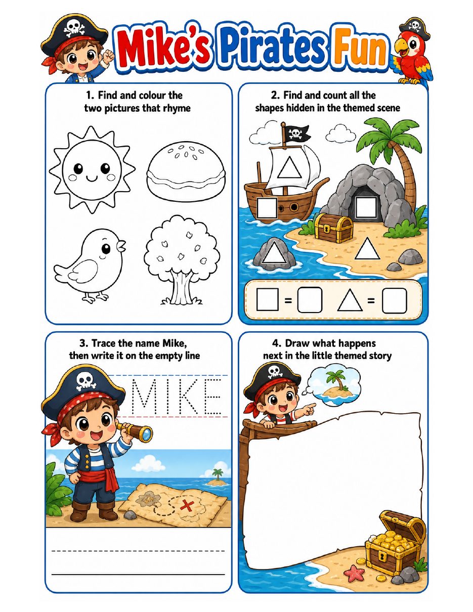Page 3 of Mike's Pirates activity book