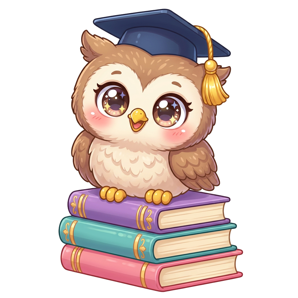 A wise owl on a stack of books