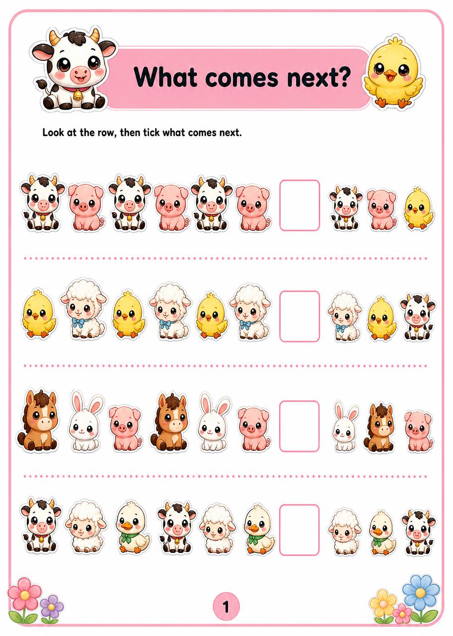 Pattern puzzles activity page example